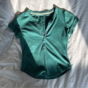 Pilcro andie ribbed henley short sleeve